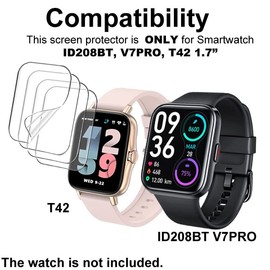 smaate Soft Screen Protector Compatible with ENOMIR ID208BT, SKG V7 Pro 1.7” with Call/Text and ANDFZ T42 Smartwatch, Soft TPU, Bubble Self-healing