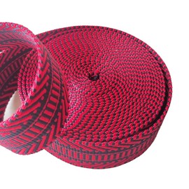 VIAILI SYMIE Nylon Webbing 1.5 inch Striped Webbing Polyester Webbing Heavy Duty Ribbon for Crafts Bag Handles Camera Purse Strap DIY Pet Collars Leash Backpack Belt 5 Yards 38mm (Red)