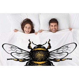 Mugod Throw Blanket Hand Drawn Bumblebee Sketch Isolated on White Background Decorative Soft Warm Cozy Flannel Plush Throws Blankets for Baby Toddler Dog Cat 30 X 40 Inch