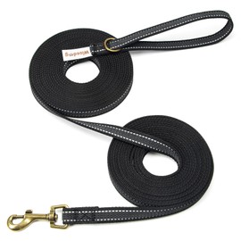 Wisedog Recall Lead for Dogs, Training Lead for Dogs, Long Lead, Non-Slip Recall Lead for Tracking, Camping, Games and Backyard, Black, 15 m