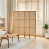 Leesinwing 4 Panels Room Dividers, Hand-Woven Rattan Room Divider and