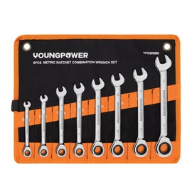 8-Piece Metric Ratcheting Combination Wrench Set, 72-Tooth, CR-V Steel