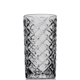 Amehla 14-ounce Highball Glass, Japanese Diamond Cut Tall Tom Collins Hi-ball Cocktail, Designer Water Tumbler Glasses - Set of 2 (Highball)