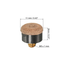 PATIKIL 11 mm Screw-On Billiard Cue Tip Pack of 10 Billiard Cue Snooker Replacement Brown