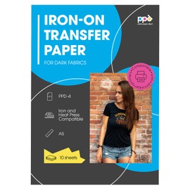 PPD 10 x A5 Inkjet Premium Transfer Paper for Dark Textile, Iron, Transfer Press PPD-504-10