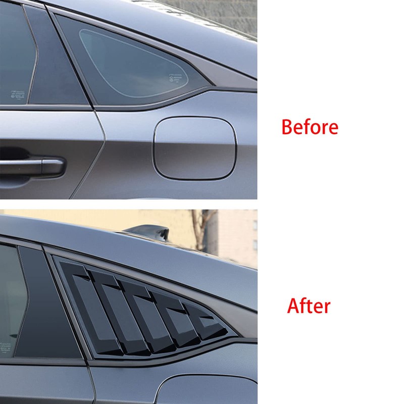 TLIFORT for Accord Glossy Black Window Scoops Louvers for Honda