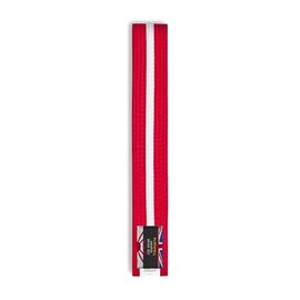 Playwell Martial Arts Cotton Coloured Belt With White Stripe Grading Belt - (Karate, Judo Taekwondo) (Red Belt With White Stripe, 250cm)