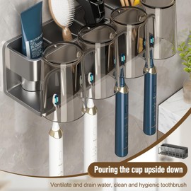 Miawtro Zahnbürstenhalter,Wand-Aufsteckbürsten Halter,Zahnputzbecherhalter Ohne Bohren, Edelstah Zahnbürsten Organizer,Kann zur Aufbewahrung Zahnbürsten und Badeutensilien Verwendet Werden
