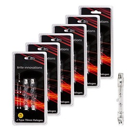 Brite Innovations Double Ended J Type Halogen Bulbs - 78mm, 75 Watts, 120 Volts, 2700K Warm White Light – Dimmable, Energy Saver, Long Life – 12 Pack