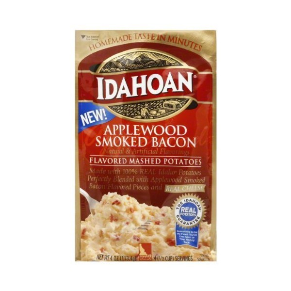 Idahoan, Applewood Smoked Bacon Flavored Mashed Potatoes, 4oz Pouch (Pack of 3)