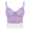 Erinaco Women Bright Diamond Chain Sequin Crop Top Rhinestone Tassel