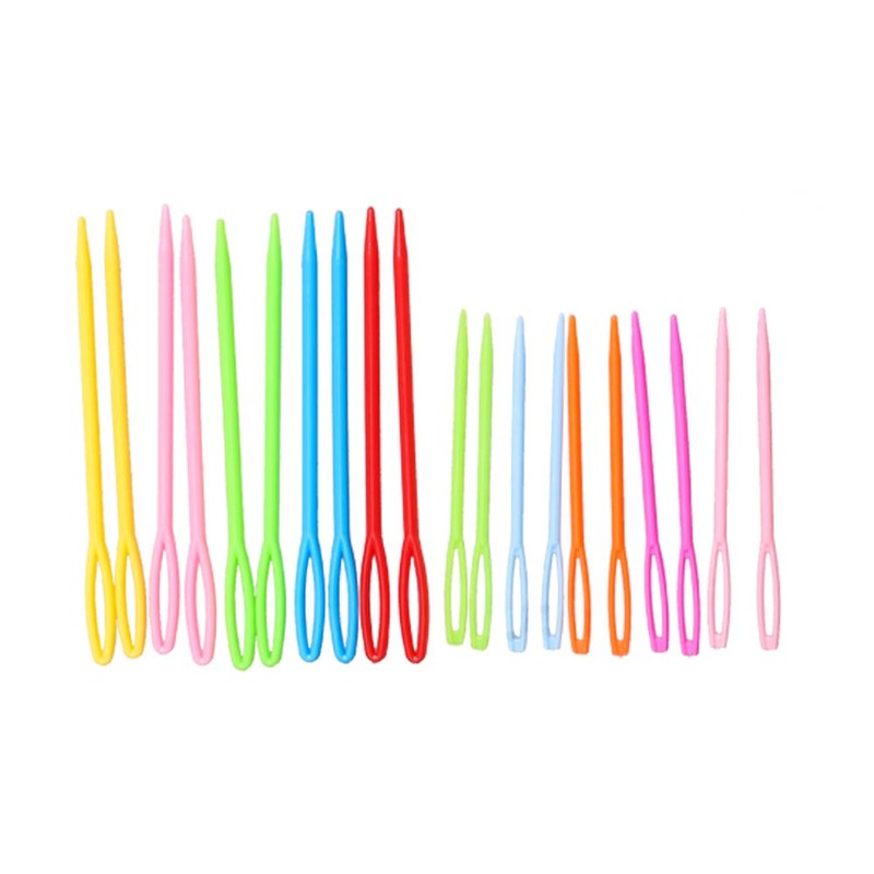 Hekisn Large-Eye Plastic Sewing Needles, 20 Pieces Colorful Safety Lacing