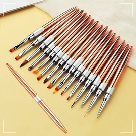 Premium Professional Nail Art 15-Piece Cap Brush Set Nail Brushes Gel for National Exam / 네일아트 고급 전문 15종 캡 브러쉬 세트 네일브러쉬 국시용 젤