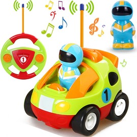 TOPLIVING Ferngesteuertes Cartoon Polizeiauto ab 2 3 4 Jahre, Radio Control Rennwagen Spielzeug Auto mit Musik und Licht Spielzeug Geschenke für Kinder über 2 3 Jahre Grün