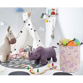 ACMUUNI Butterfly Storage Basket Canvas Clothes Baby Laundry Basket Pink Gift Basket Laundry Hamper Storage Hamper for Kids Boys and Girls Room Decor