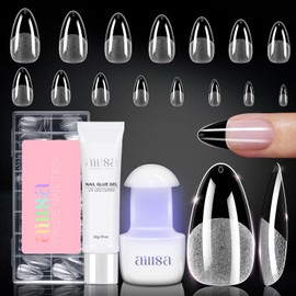 Nail Tips with Glue Kit Medium Almond Nail Tips 120pcs for Beginner