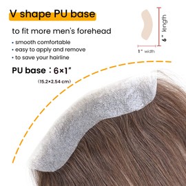 Lordhair Hairline Toupee Frontal Hairpiece，Men's Toupee 100% European Hair System V-Shape Human Hair,Natural Hairline Replacement System,6 * 1 inch hairline toupee for Men Medium Dark Brown 4ASH#