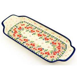 Polish Pottery Bread Tray - Cherry Blossom Bliss Pattern - 13" Length x 8" Width - by Zaklady Ceramiczne Boleslawiec Poland