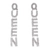 Luxurious Rhinestone QUEEN Dangle Earrings Bling Crystal Long Tassel Letters