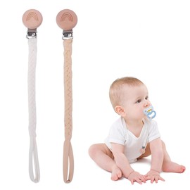 OUDQFCJ 2 Pack Baby Schnullerkette Clip, Schnullerkette Stoff, Cup Catcher, Trinkbecher Halteriemen für Kinderwagen/Babytrage/Autositz, Schnullerkette Junge & Mädchen, Schnullerband