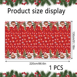 Christmas Table Cloth Rectangular Wipeable Clean,Red Colour Tablecloths,Xmas Square Oilcloth for Large Banquet,Festive Decorations,Bonfire Party Waterproof Snowflake Chriatmas Decoration Tables Covers