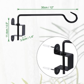 uxcell 2 Pack Swivel Plant Hangers, 12 Inch Iron Hanging Plant Bracket Hook Wall Mount for Hanging Bird Feeders, Wind Chimes, Flower Baskets, Lanterns, Black