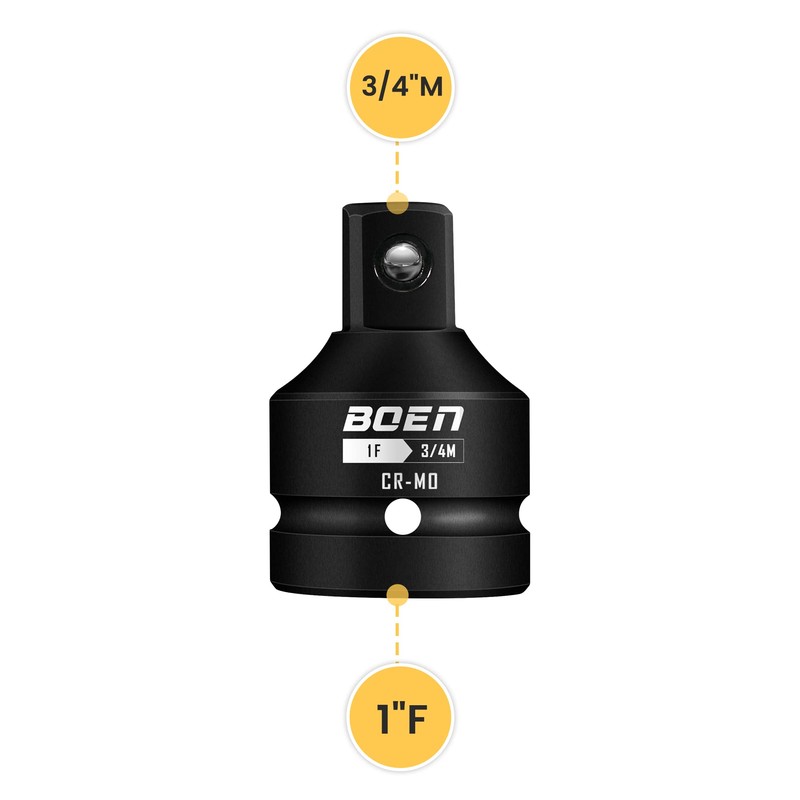BOEN 1"F to 3/4"M Impact Socket Adapter, Cr-Mo Steel,Socket Adapter