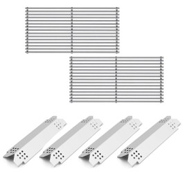 17" Stainless Steel 2 Pcs Cooking Grate With 4 Packs Heat Plate for Homedepot Nexgrill 4 Burner 720-0830H, 720-0888N, 720-0888, 720-0864, 720-0896B,Grill Replacemnet Parts For Kenmore, Uniflame