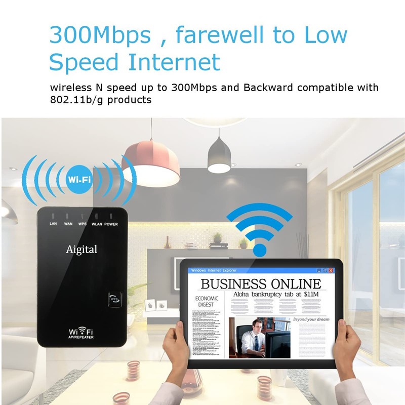 300Mbps WiFi Booster WiFi Range Extender, Compact Internet Booster with