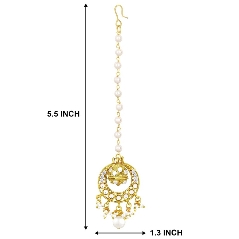 Aheli Chapado en oro Kundan Pearl Maang Tikka Joyas para