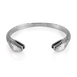 HZMAN Snake Cuff Bracelet for Men Gothic Punk Stainless Steel Double Snake Heads Cuff Bracelet Biker Bracelet Jewelry Gift