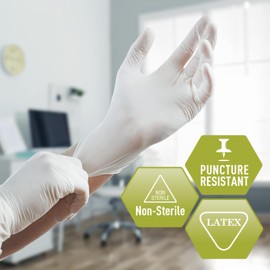 MED PRIDE MED PRIDE Ultra-Strong 5mil Disposable Latex Medical Exam Gloves, Powder-Free, Puncture-Resistant, Comfortable Fit, Ambidextrous, Large, 100-Pack