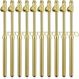 Tallew 10 Pack Tire Pressure Gauge Heavy Duty Air Pressure Tire Gauge Dual Head Semi Truck Tire Pressure Gauge Range 10-150 PSI, Extended Tube Tire Gauge Suitable for Semi Truck, and Bus (Gold)