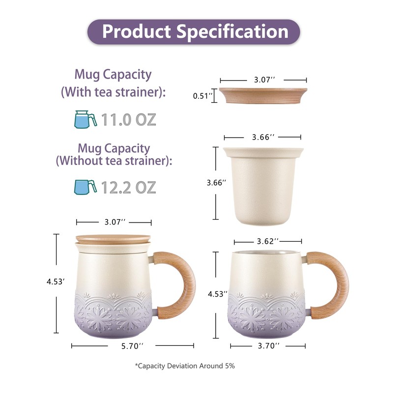ZENS Tea Mug with Infuser and Lid for Loose Leaf