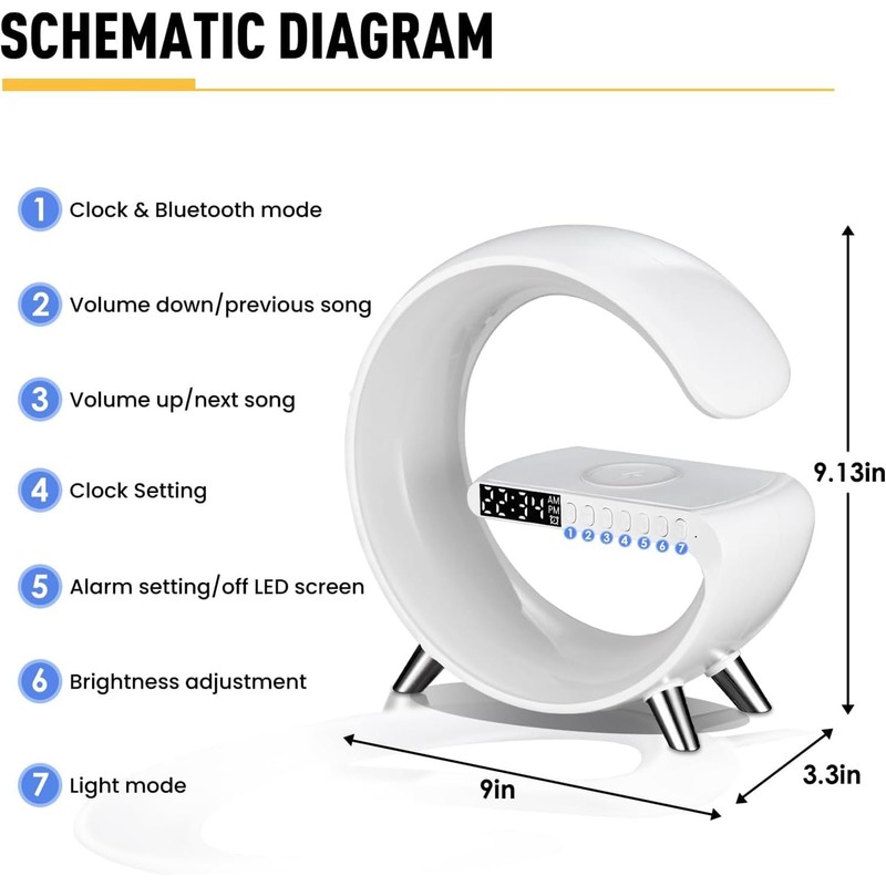 Smart LED Night Light, Wireless Charger, Phone Wireless Charging Dock,