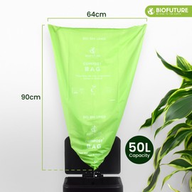 Biofuture Eco-Friendly Compostable Bin Liners | EN13432 Certified Biodegradable PLA Waste Bags | Durable and Ideal for Sustainable Waste Management (25 Liners, 50L)