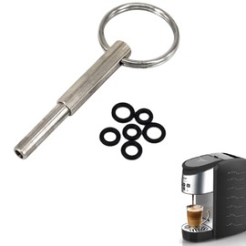 Oval Head Wrench, Oval Head Key Compatible, Coffee Machines, Oval Head Wrench, Coffee Machines, Oval Head Bit Repair, with Key Ring and 6 Rubber Rings for Coffee Machines to Remove Screws