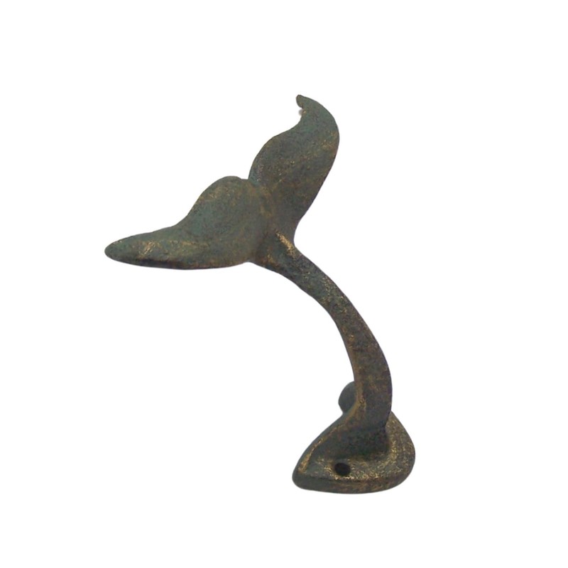 Wowser Green Whale Tail Cast Iron Wall Hook, 4 3/4