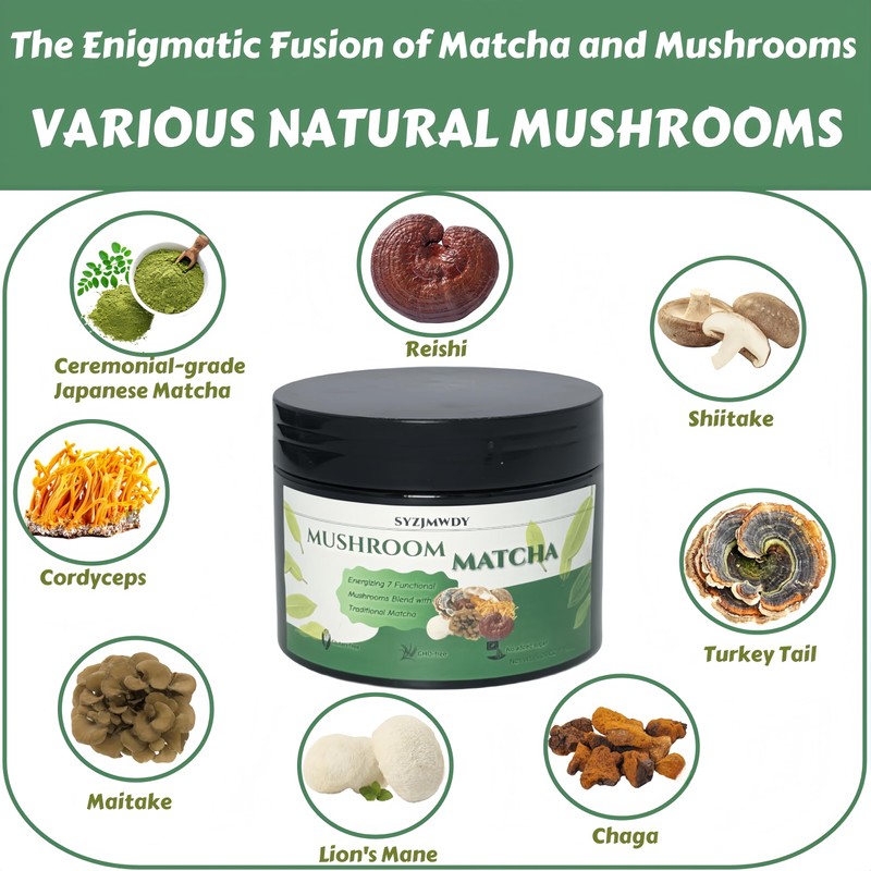 Ceremonial Grade Matcha Green Tea Premium Mushroom Matcha Powder |