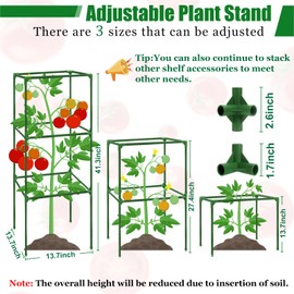 5 Pack Metal Square Tomato Cages for Garden,41.3 x 13.7 x 13.7 Inches Heavy Duty Tomato Plant Support Stakes,Garden Cage Trellis for Climbing Vegetables Flowers Fruits