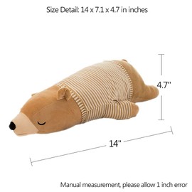 MMTTAO Polar Bear Plush Toy, 14" Brown Sleeping Stuffed Animal, Soft Huggable Doll for Kids & Adults