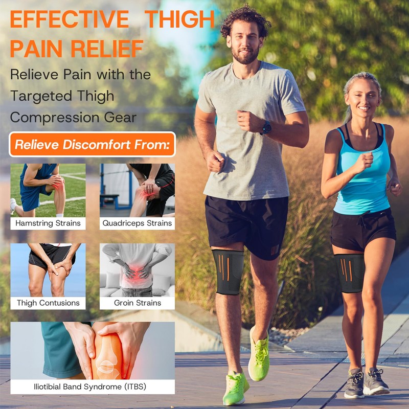 Beugo Thigh Compression Sleeve (1 Pair), Breathable Elastic Hamstring Compression
