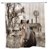 Horse Shower Curtain Rustic Farm Animal Bathroom Curtain Farmhouse Windmill