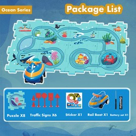 Puzzle Racer Kids Car Track Toy Car Set for Kids DIY 8PCS Puzzle Track Rail Route Educational Game Gift Toys for Children 2 3 4 5 6 Years