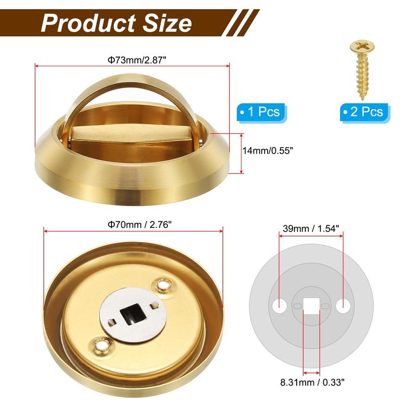 PATIKIL 304 Stainless Steel Round Recessed Sliding Door Pull Concealed