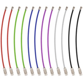 wisdompro Wire Keychain Cable, 12 Pack of 4.3 Inch Stainless Steel Wire Keyrings, 2mm Cable Keyring Loop/Hoop for Luggage Tag, Keys and ID Tag Keepers - 6 Colours