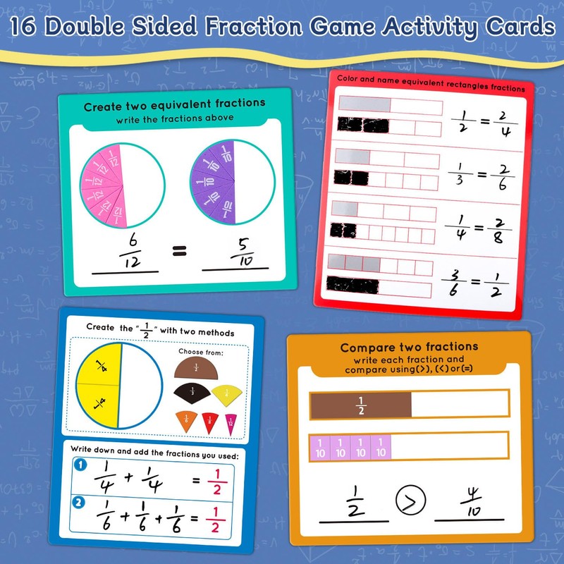 Magnetic Fraction Tiles & Fraction Circles Set-Fraction Manipulatives, Math Manipulatives