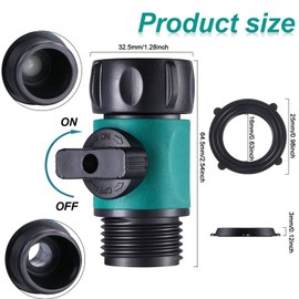 Shut Off Valve,Plastic Garden Hose Connect Water Hose Turn Off Valve Garden Hose Connector Set with 6 Piece Anti-Leak Ball Valve Standard 3/4 Inch Thread and 12 Piece Rubber Gaskets