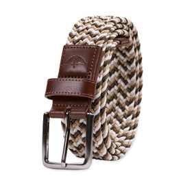 Dockers Men's Casual Everyday Braided Fabric Fully Adjustable Web Belt, Brown/Beige/Cream, Medium (34-36)