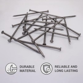 (Pack of 16) Carbon Steel 3/16" x 5-7/8" (5.0 x 150 mm) Construction Nails Flat Round Head Multi-Purpose Common Wire Nails Woodworking